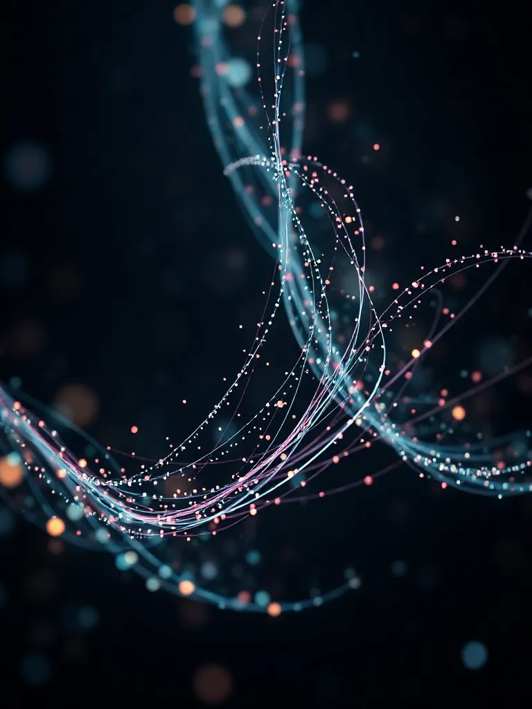 Abstract representation of digital data streams, flowing par