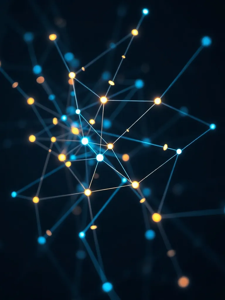 Abstract visualization of a neural network, glowing lines co