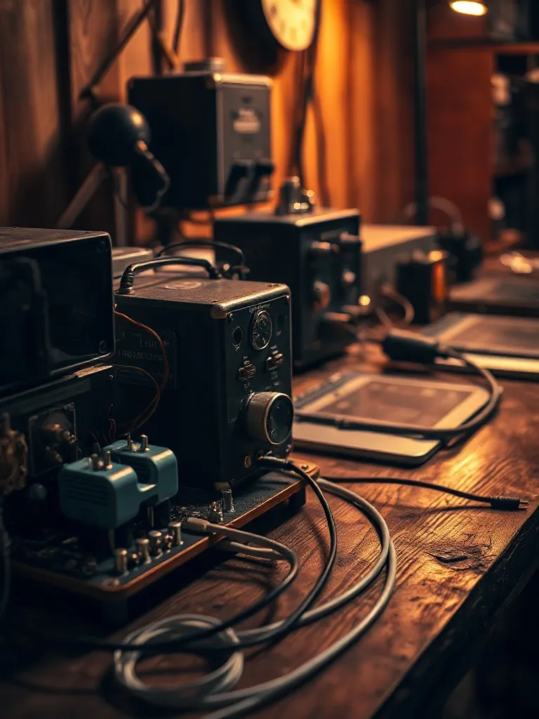 A close up of vintage industrial electronic components and w